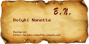Bolyki Nanetta névjegykártya
